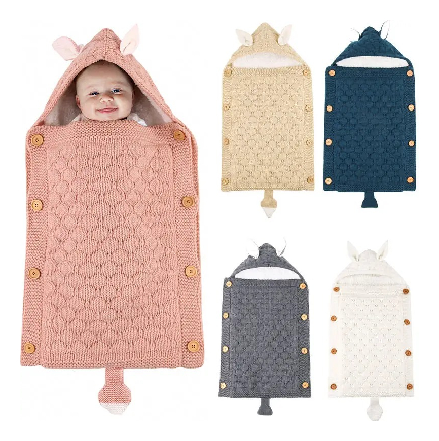SACO DORMIR INVIERNO CARRITO TEJIDO CAPUCHA BEBES NIÑOS LAU - 1