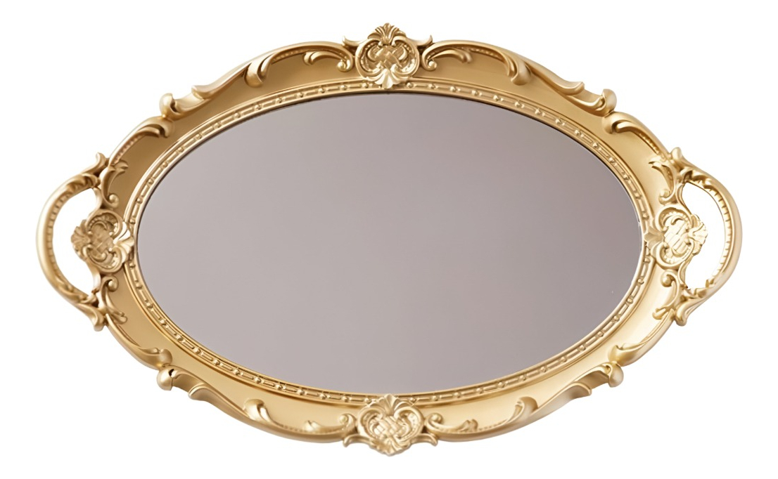 SET 2 BANDEJA ESPEJO DORADA DECORATIVA ORGANIZADOR JHN - 1