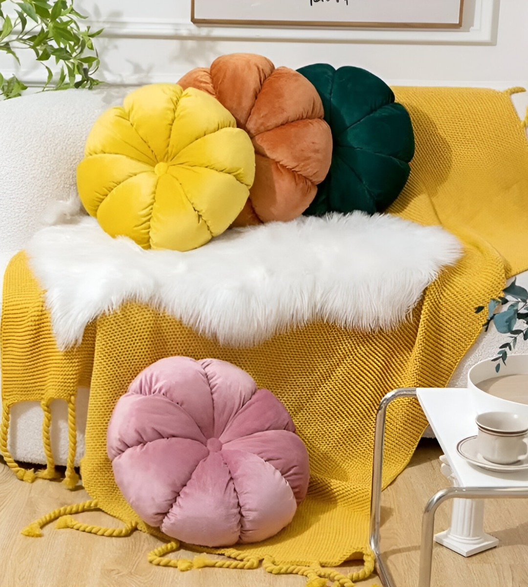 COJÍN REDONDO ALMOHADA CALABAZA DECORACIÓN HOGAR JHN - 2