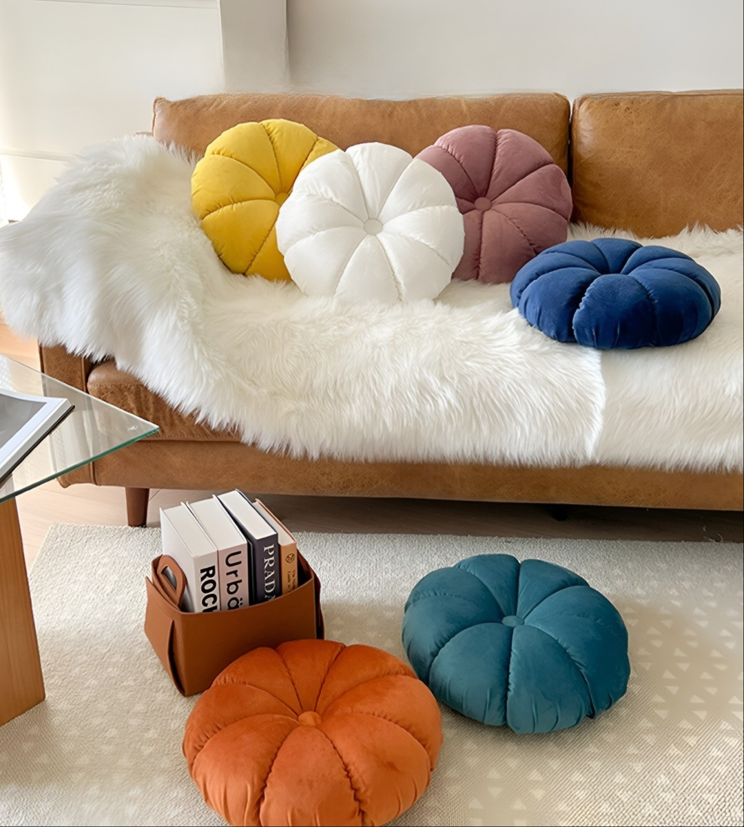 COJÍN REDONDO ALMOHADA CALABAZA DECORACIÓN HOGAR JHN - 7