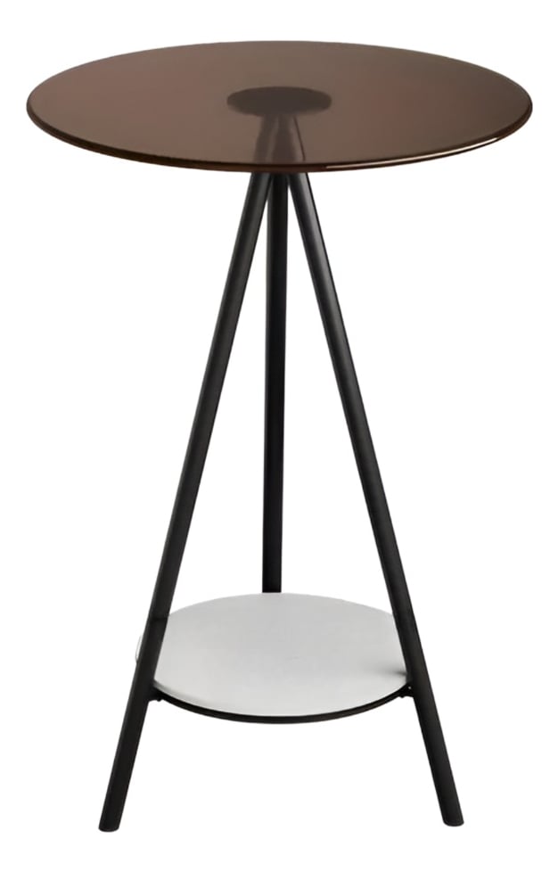 MESA REDONDA 2 NIVELES VIDRIO TEMPLADO DECORATIVA JHN - 1