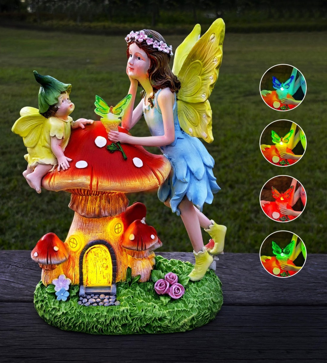 FIGURA JARDÍN ESTATUA ÁNGEL ESCULTURA HADA DECORACIÓN JHN - 3