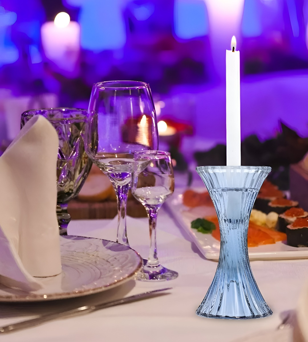 SET 2 CANDELABROS PORTAVELAS CRISTAL VIDRIO DECORACIÓN JHN - 7
