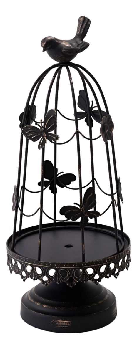 PORTAVELAS MULTIFUNCIÓN DECORATIVO JAULA PÁJAROS 36CM JHN - 1