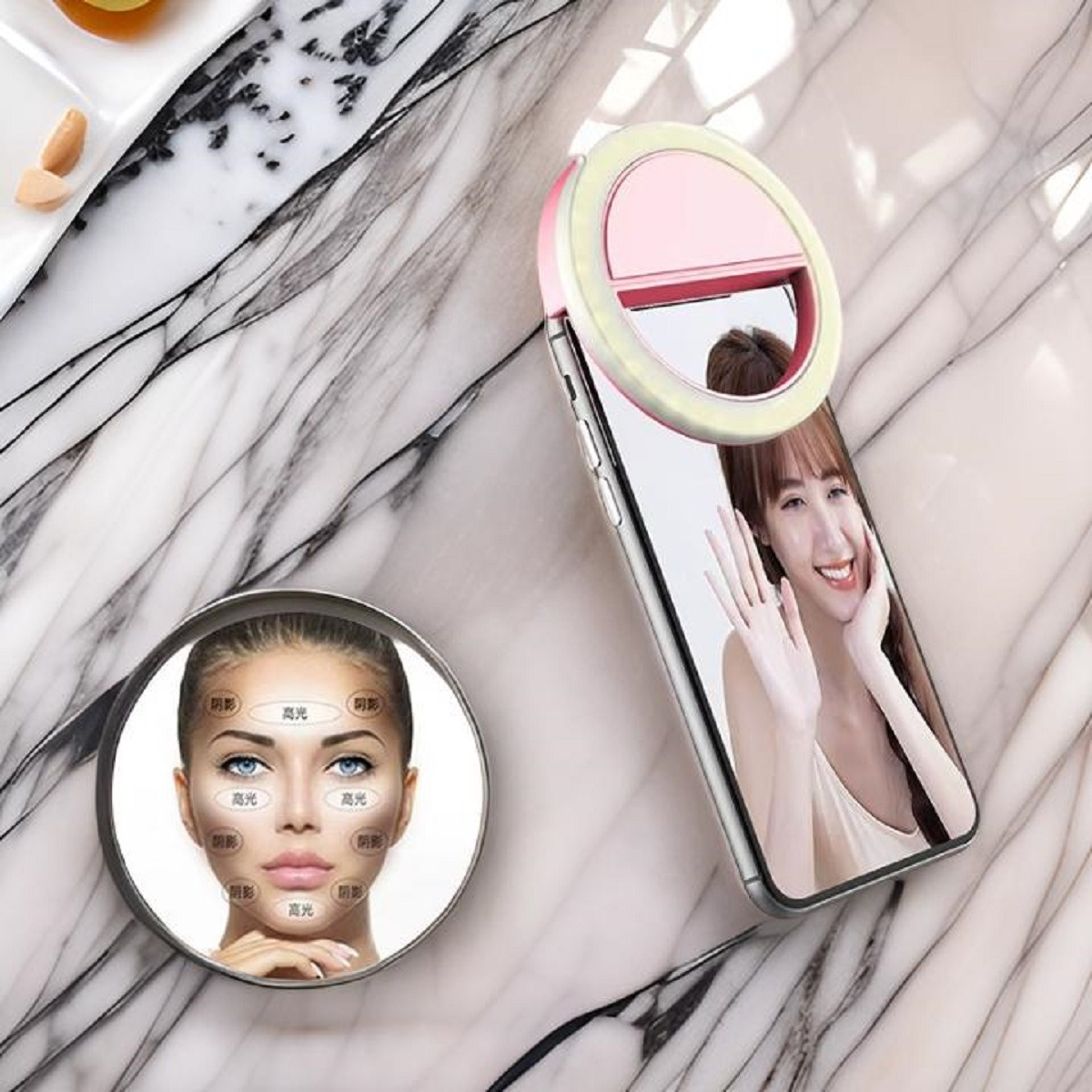 SET 4 ANILLO LUZ LED SELFIE DISEÑO OREJAS PORTÁTIL USB LAU - 5