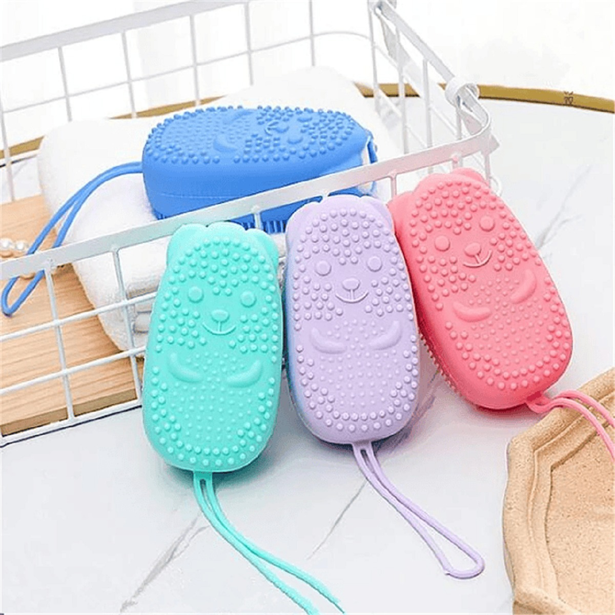 SET 8 ESPONJAS BAÑO EXFOLIA SILICONA MASAJE LIMPIEZA LAU - 4