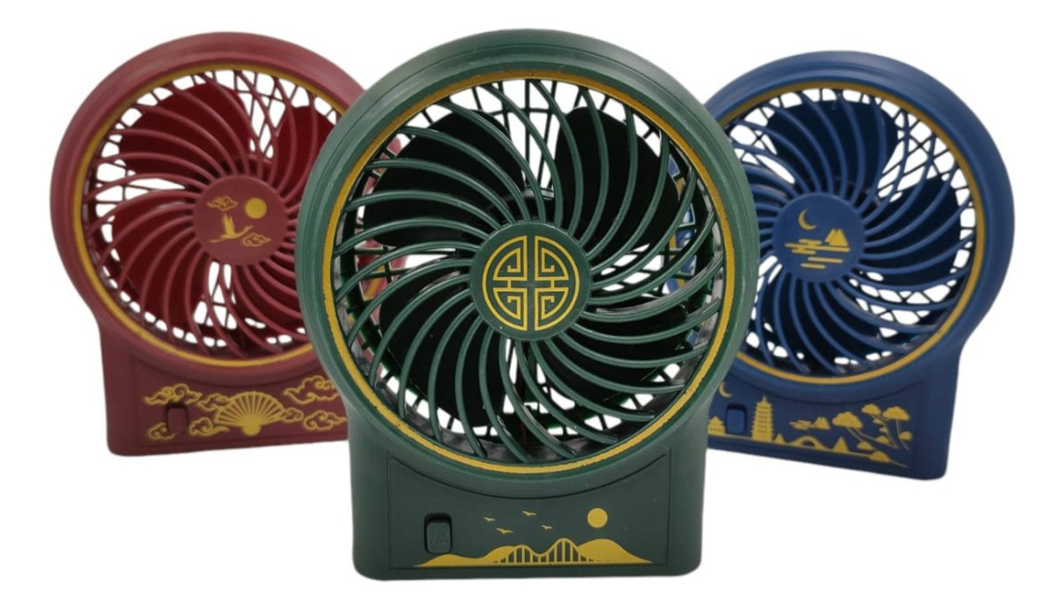 VENTILADOR MINI PORTATIL MESA RECARGABLE RETRO CHINO LAU - 1