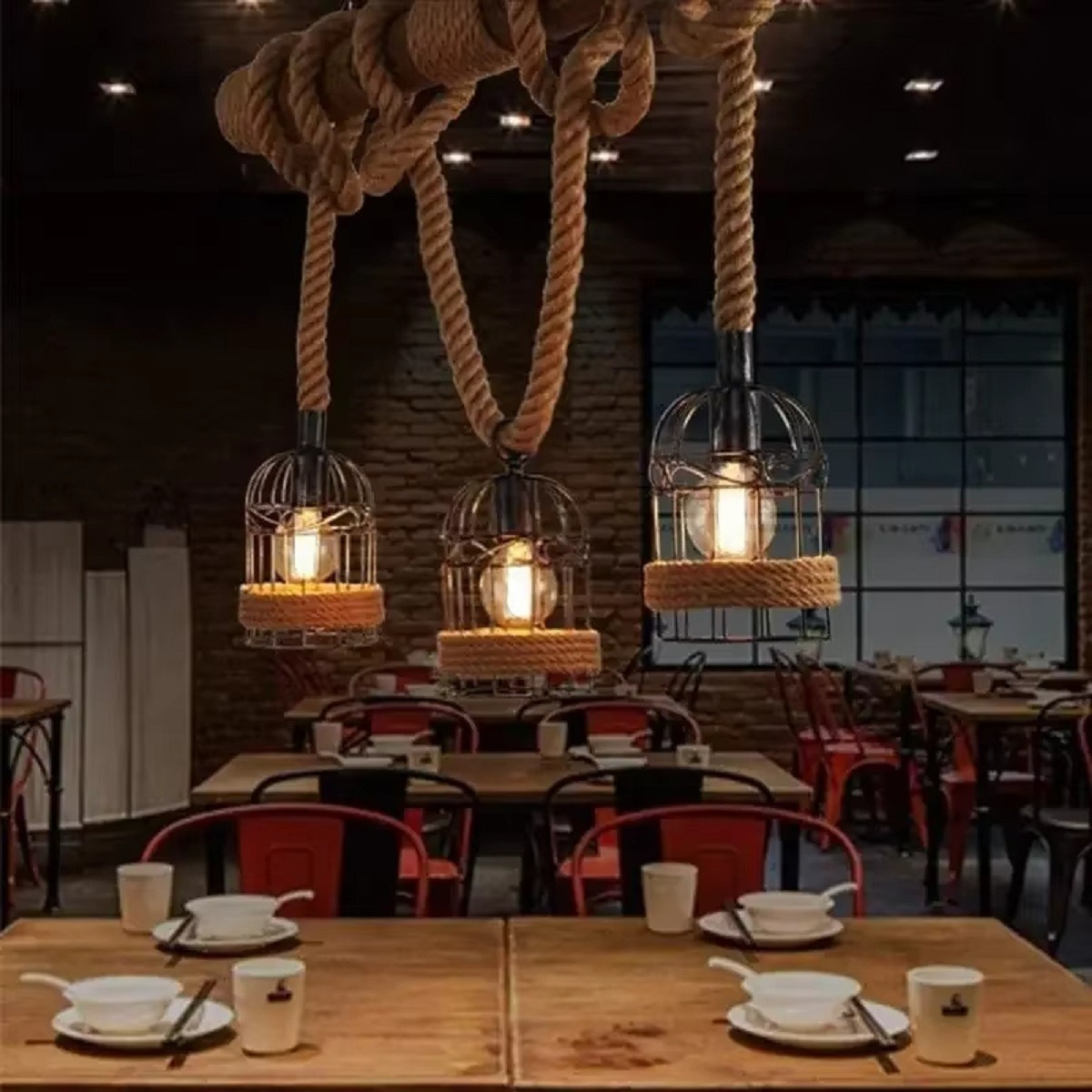 LAMPARA COLGANTE VINTAGE LOFT ARTESANAL BAR RESTAURANT LAU - 9