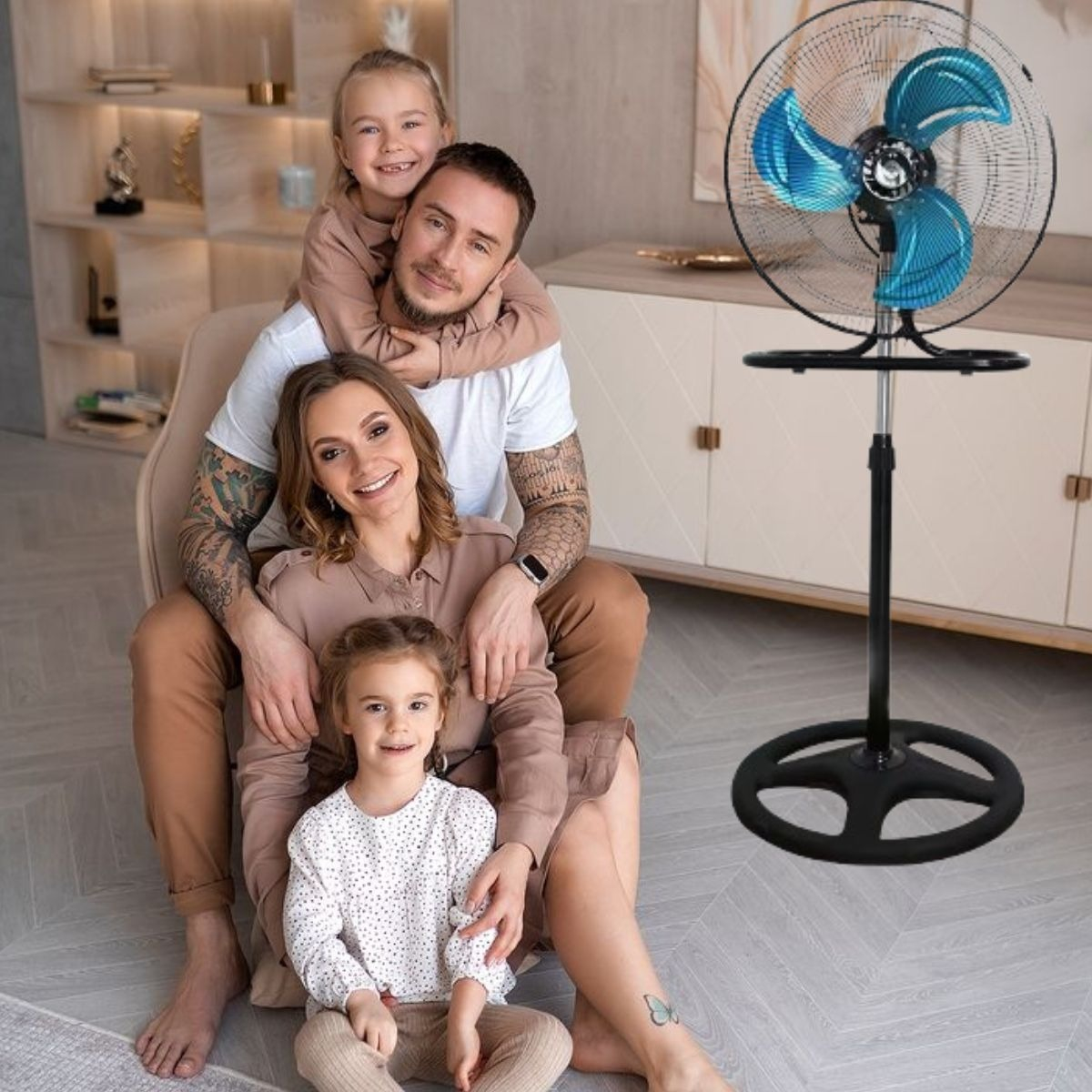 VENTILADOR PEDESTAL AIRE FRESCO VERSATIL POTENTE HOGAR LAU - 5
