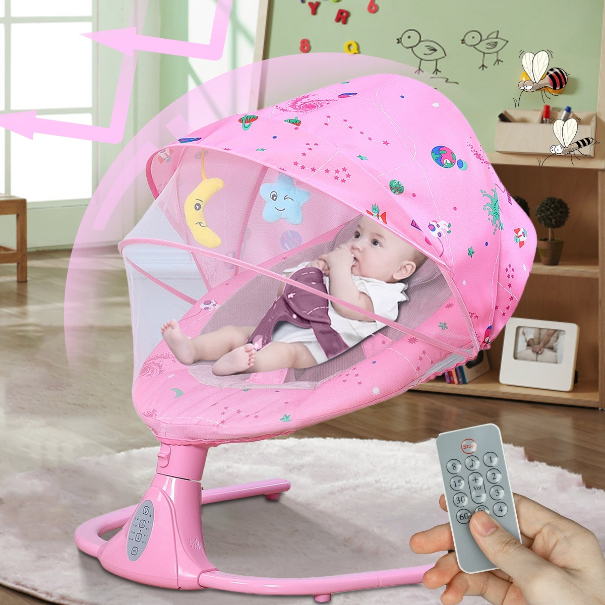 SILLA MECEDORA TIPO CUNA COLUMPIO PORTATIL BEBE LAU - 5