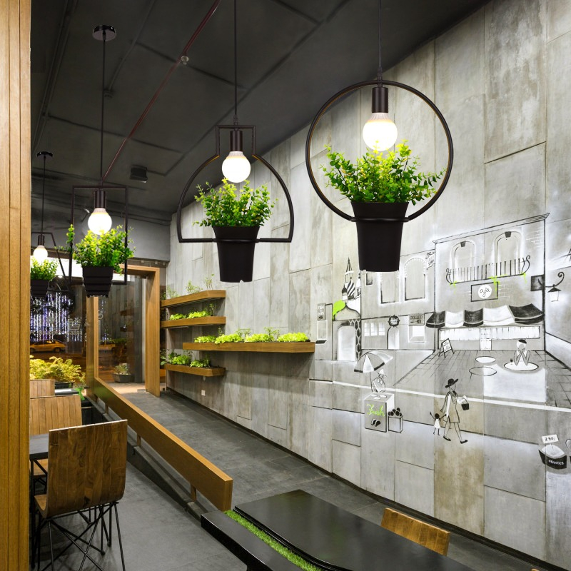 LÁMPARA COLGANTE MODERNA PLANTAS CREATIVO JARDIN HOGAR LAU - 2