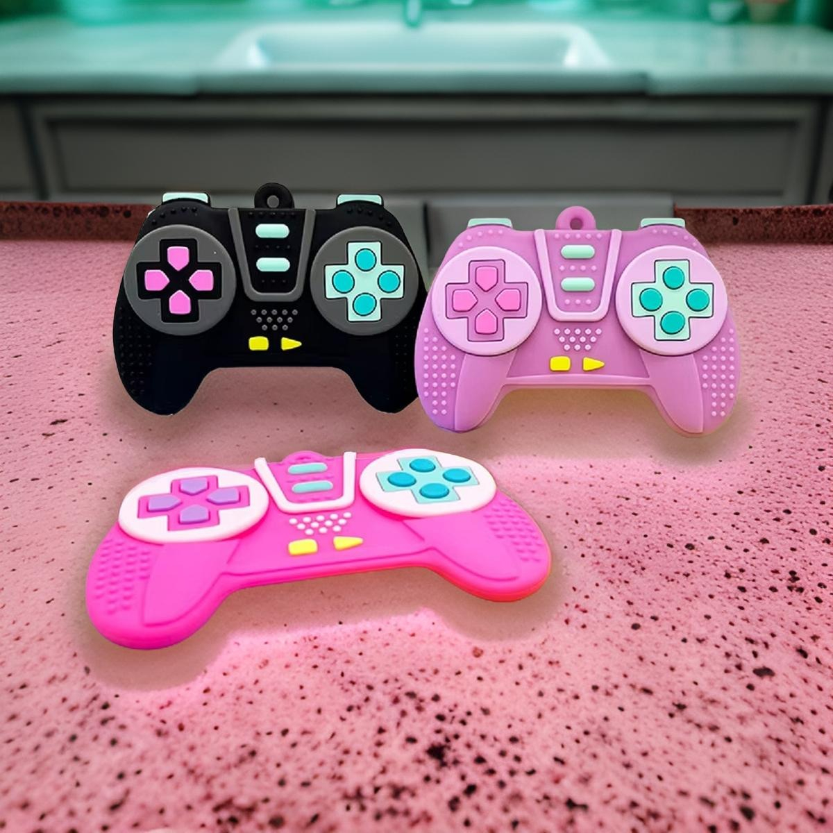 SET 3 MORDEDOR SILICONA FORMA CONTROL JOYSTICK BEBES LAU - 6