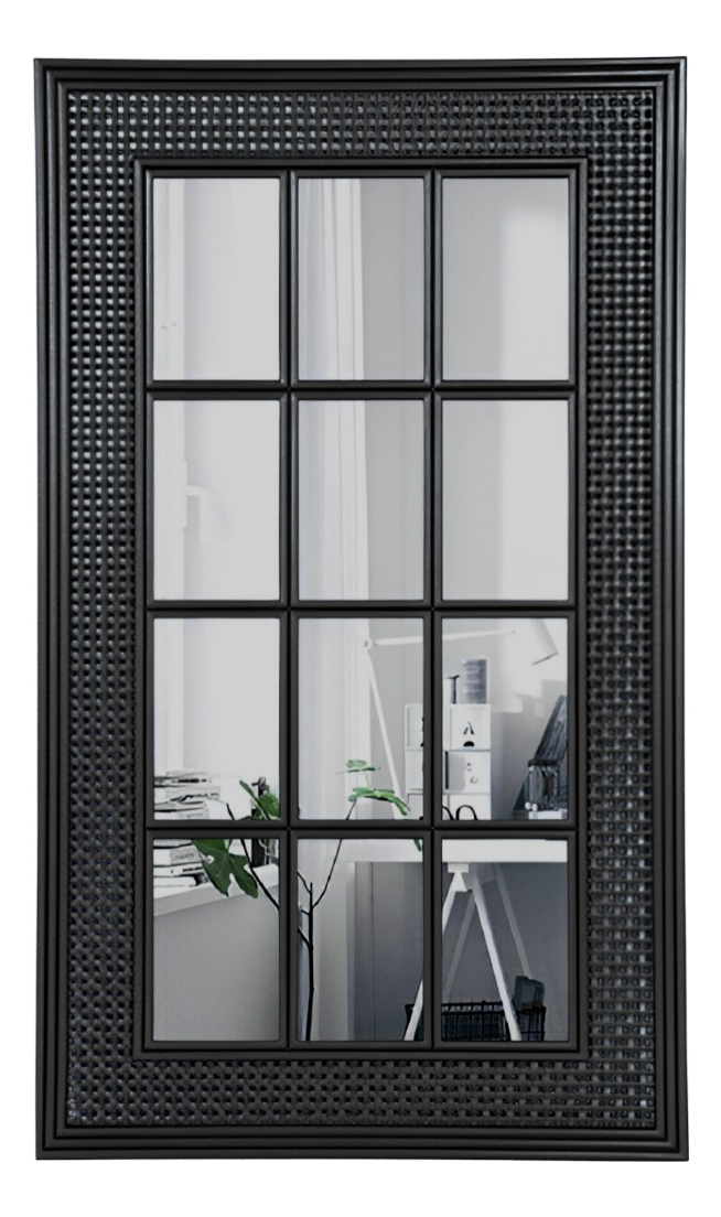ESPEJO DECORATIVO DISEÑO VENTANA MARCO NEGRO RECTANGULAR JHN - 1