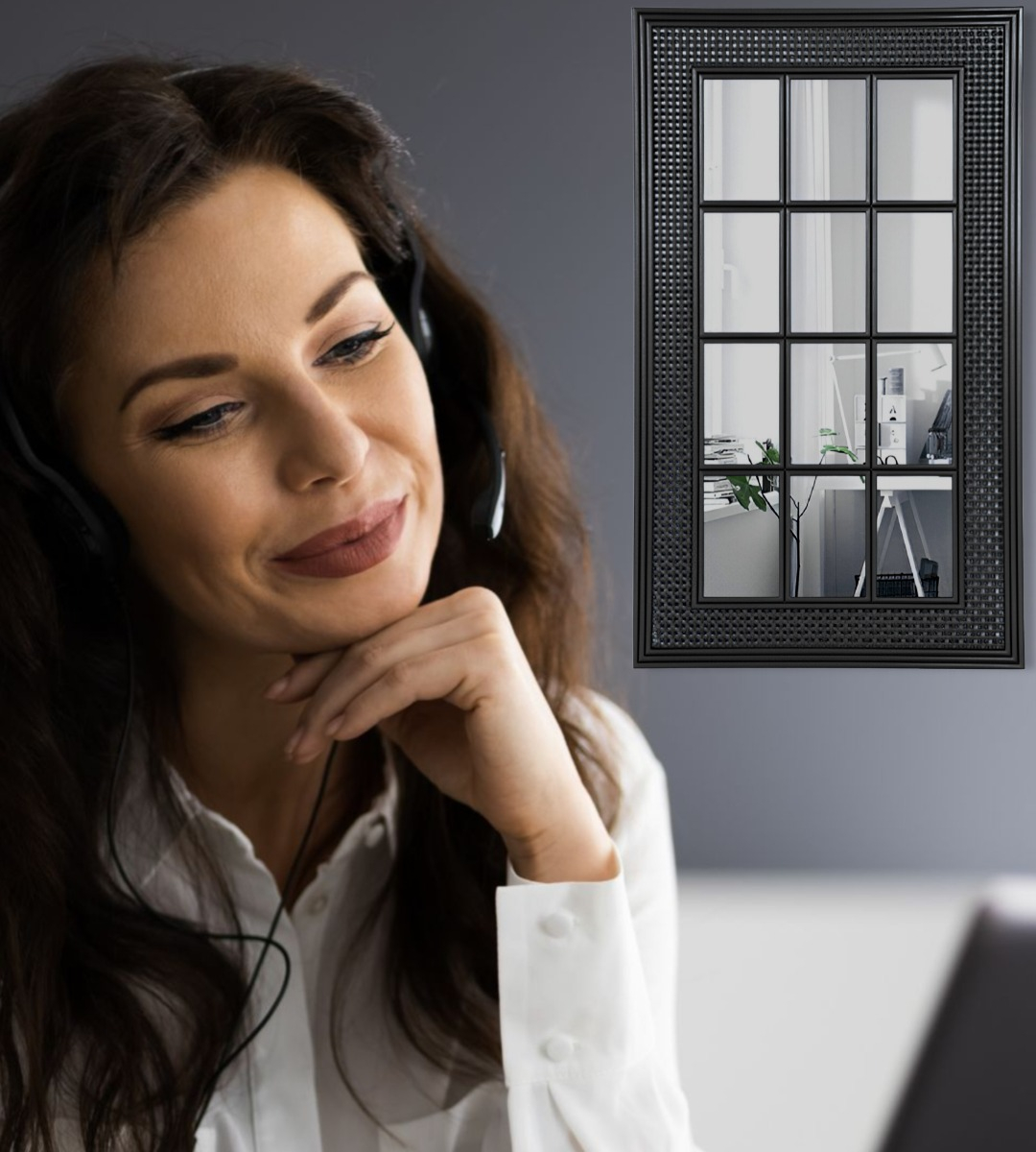 ESPEJO DECORATIVO DISEÑO VENTANA MARCO NEGRO RECTANGULAR JHN - 3