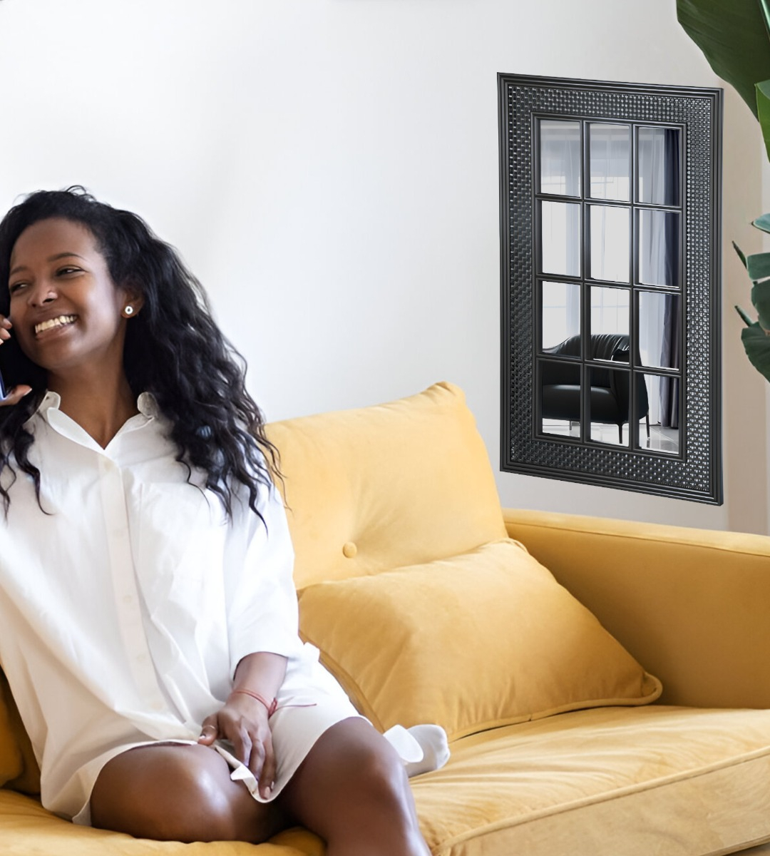ESPEJO DECORATIVO DISEÑO VENTANA MARCO NEGRO RECTANGULAR JHN - 7