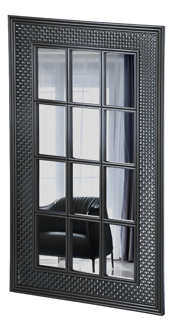 ESPEJO DECORATIVO DISEÑO VENTANA MARCO NEGRO RECTANGULAR JHN - 9