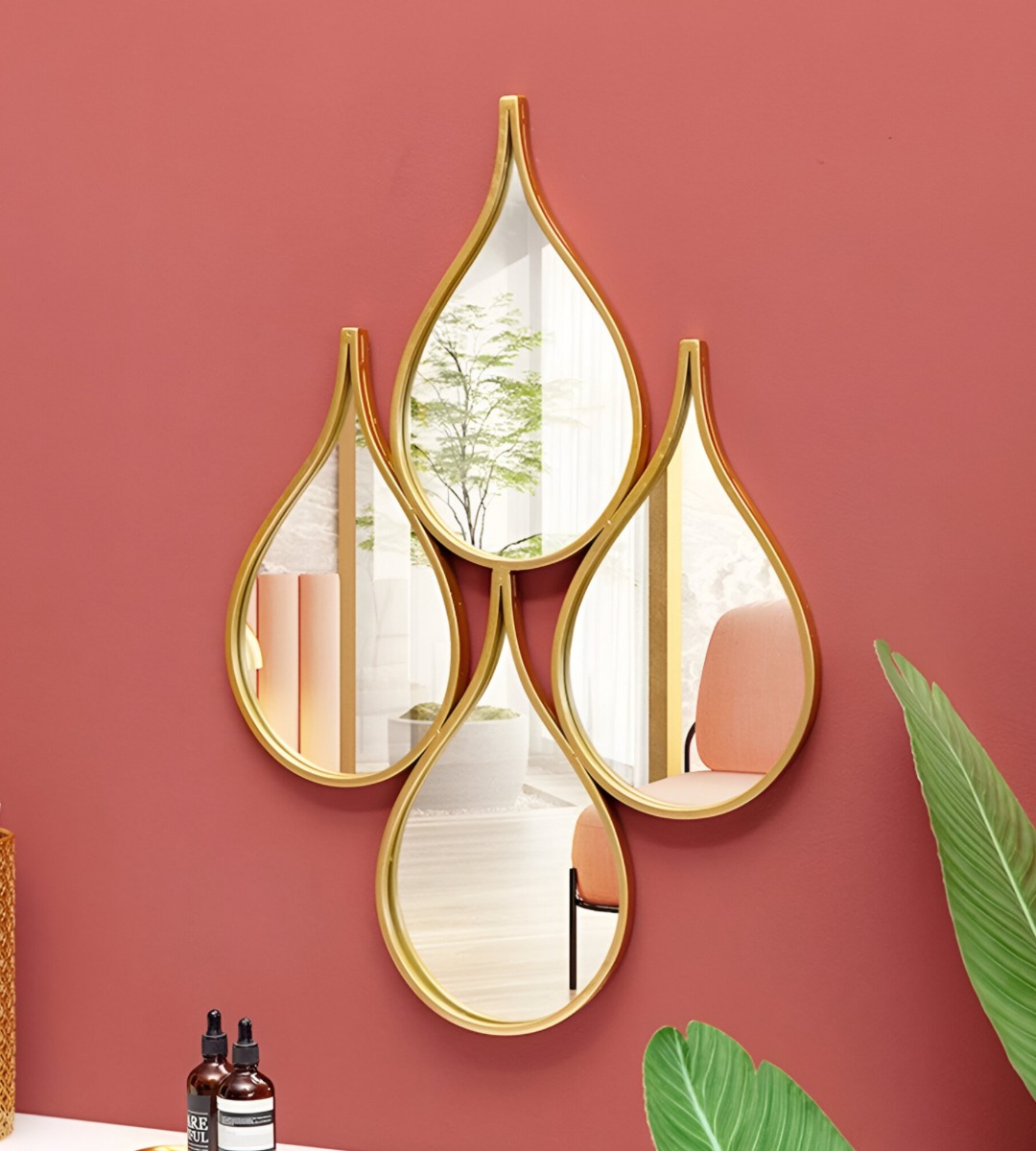 ESPEJO DECORATIVO ENMARCADO ESTILO EUROPEO FORMA GOTAS JHN - 8