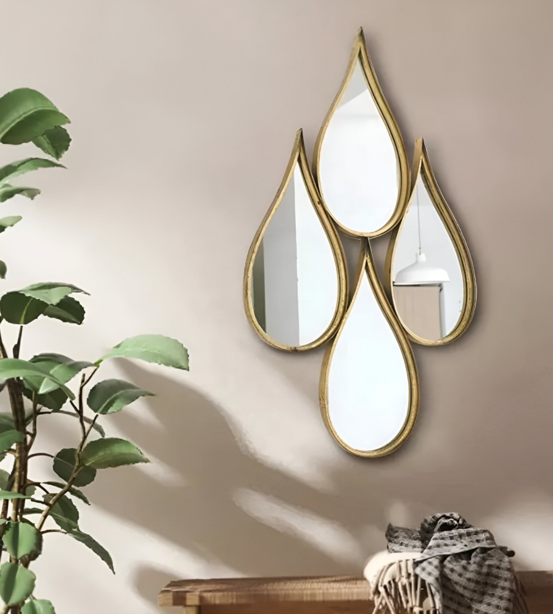ESPEJO DECORATIVO ENMARCADO ESTILO EUROPEO FORMA GOTAS JHN - 9