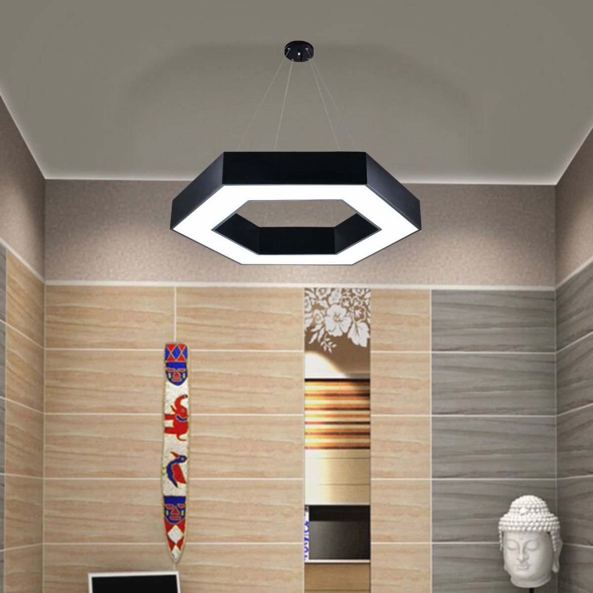 LAMPARA COLGANTE HEXAGONAL LED MINIMALISTA HOGAR SALA LAU - 4
