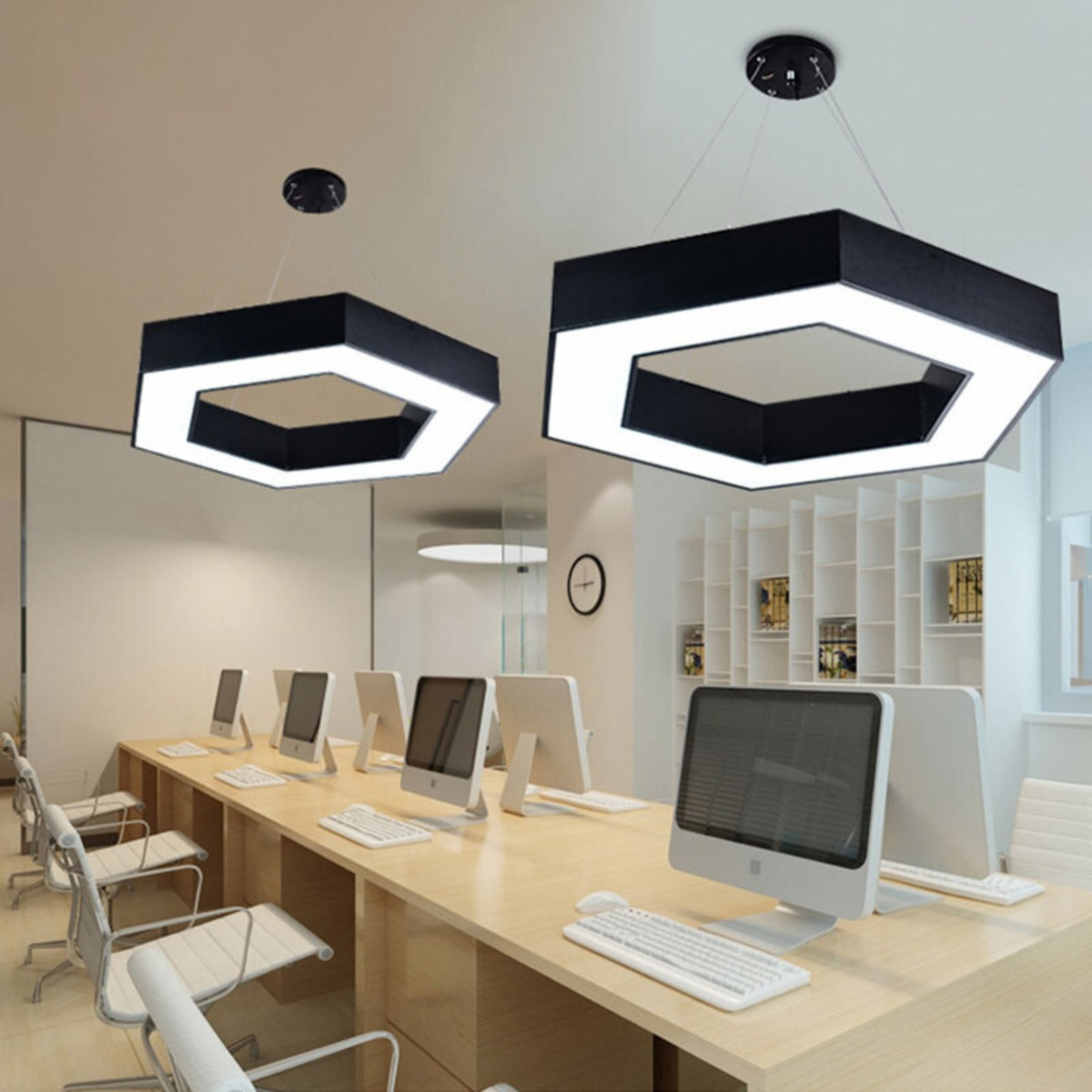 LAMPARA COLGANTE HEXAGONAL LED MINIMALISTA HOGAR SALA LAU - 5