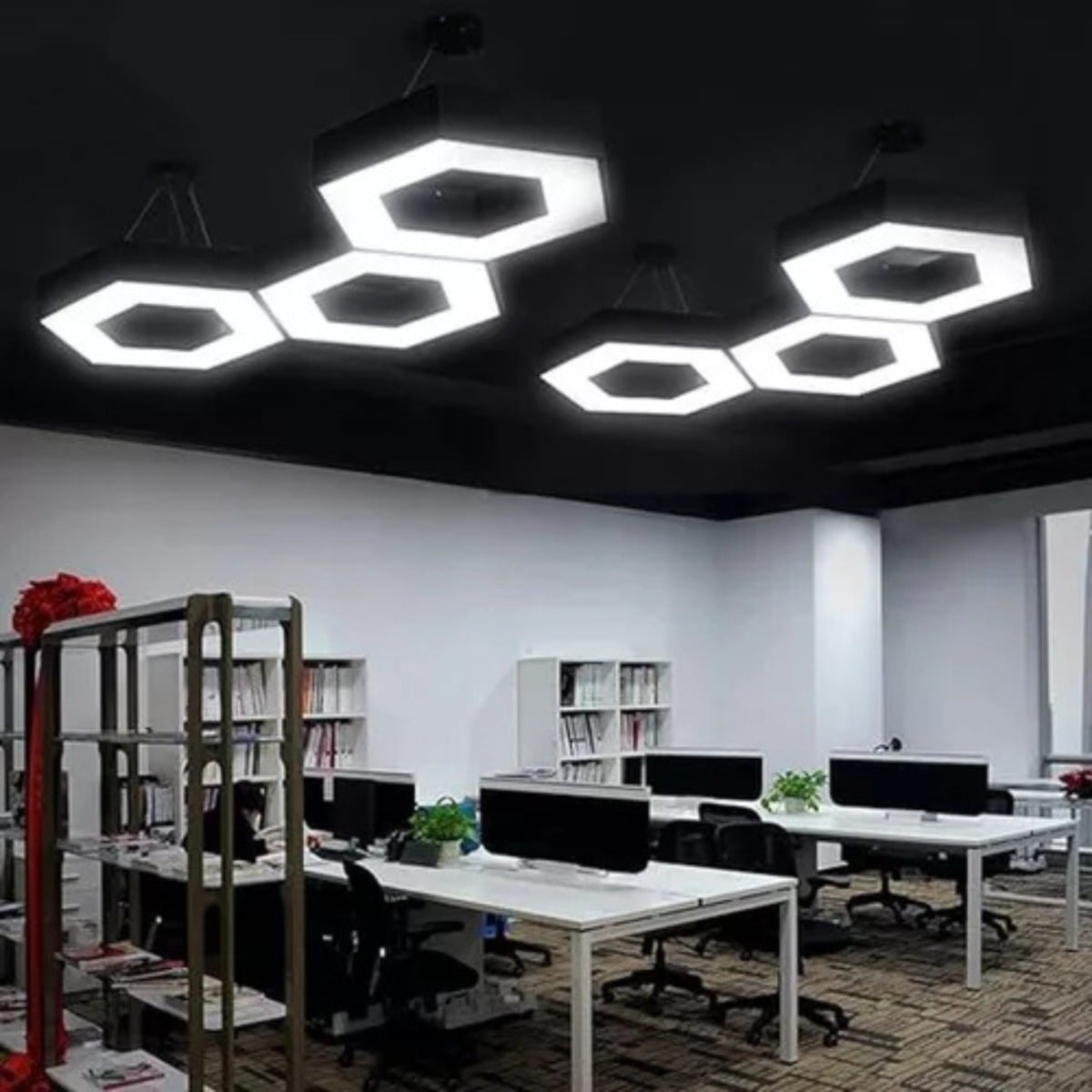 LAMPARA COLGANTE HEXAGONAL LED MINIMALISTA HOGAR SALA LAU - 6