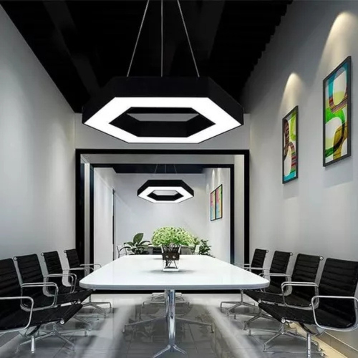 LAMPARA COLGANTE HEXAGONAL LED MINIMALISTA HOGAR SALA LAU - 9