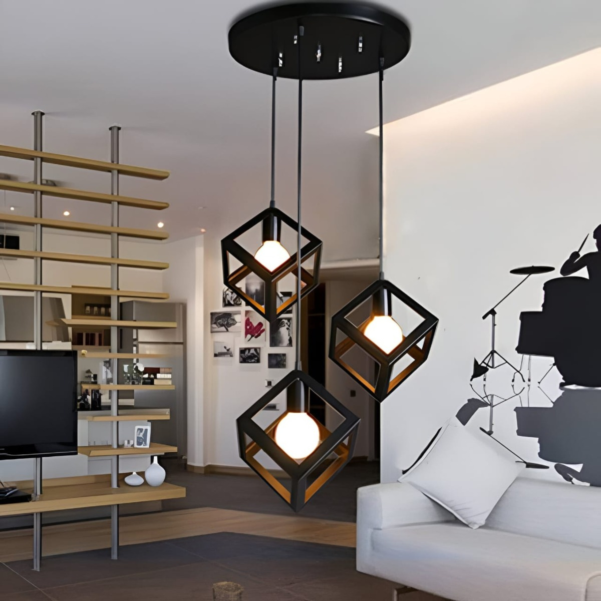LAMPARA COLGANTE GEOMETRICO CUBO MODERNA HOGAR LAU - 6