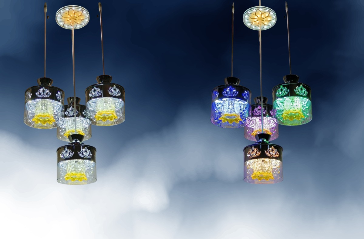 LAMPARA COLGANTE VIDRIO 4 LUCES MODERNA HOGAR LAU - 4