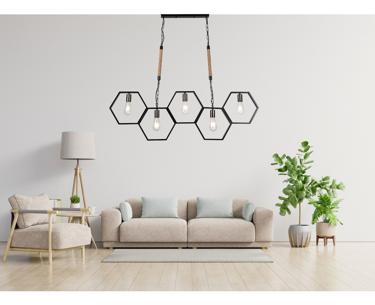 LAMPARA COLGANTE TECHO MODERNO 5 LUCES SALA REST HOGAR LAU - 7