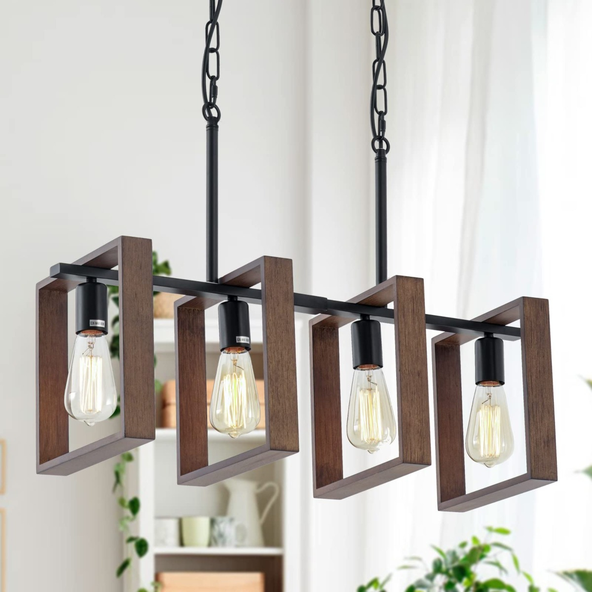 LAMPARA COLGANTE CANDELABRO RUSTICA 4 LUCES COMEDOR LAU - 6