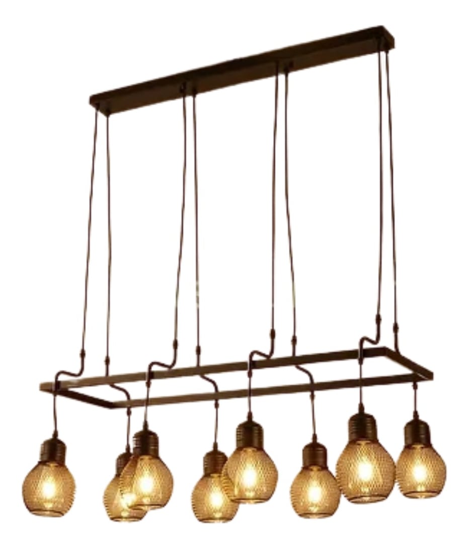 LAMPARA COLGANTE METAL 8 BOMBILLOS VINTAGE HOGAR LAU - 1
