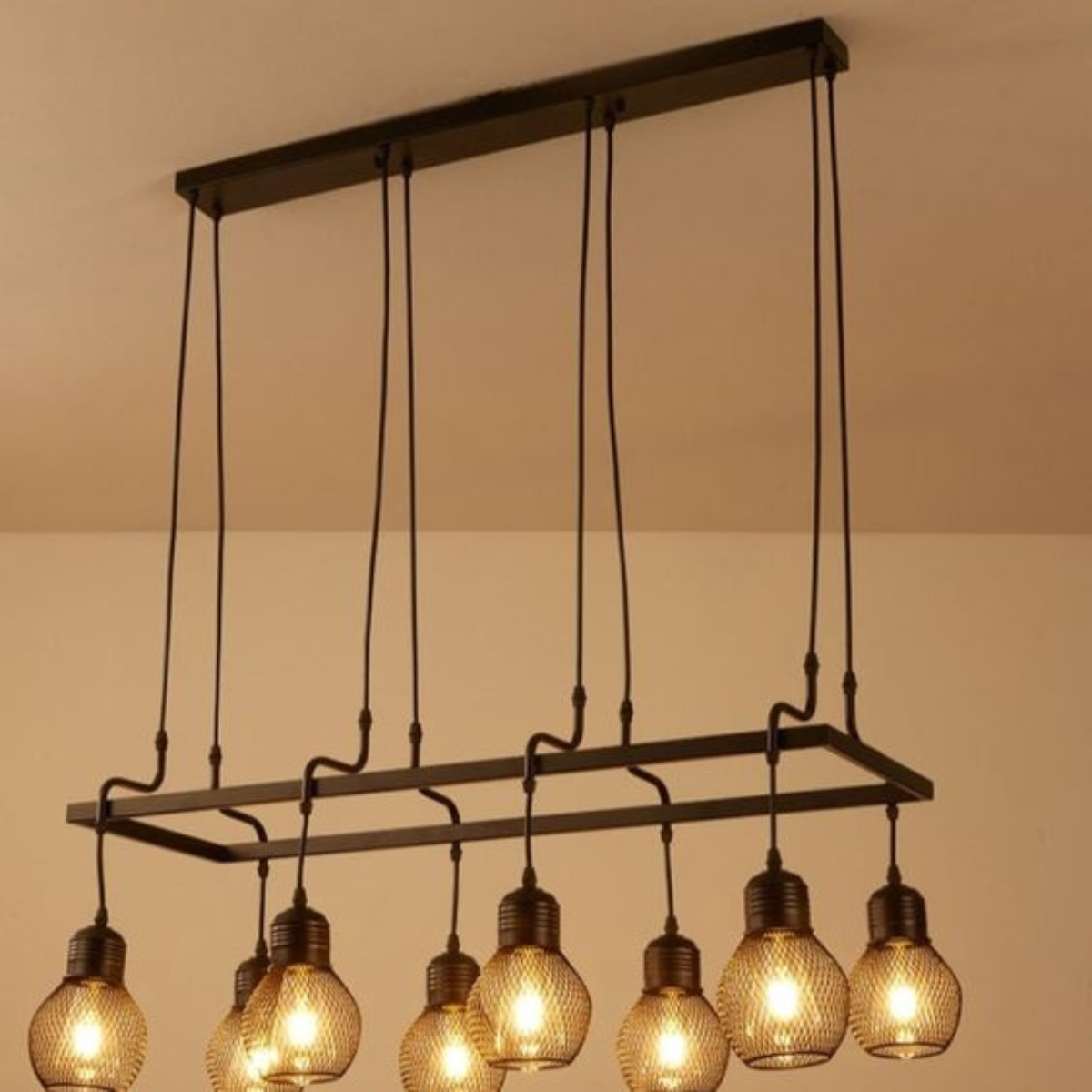 LAMPARA COLGANTE METAL 8 BOMBILLOS VINTAGE HOGAR LAU - 5
