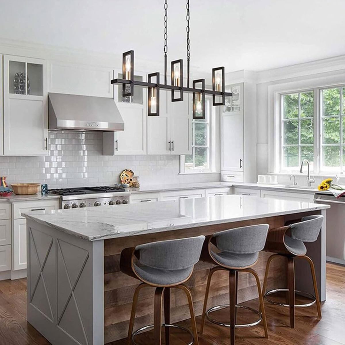 LAMPARA COLGANTE CANDELABRO MODERNO 6 LUCES SALA COCINA LAU - 9