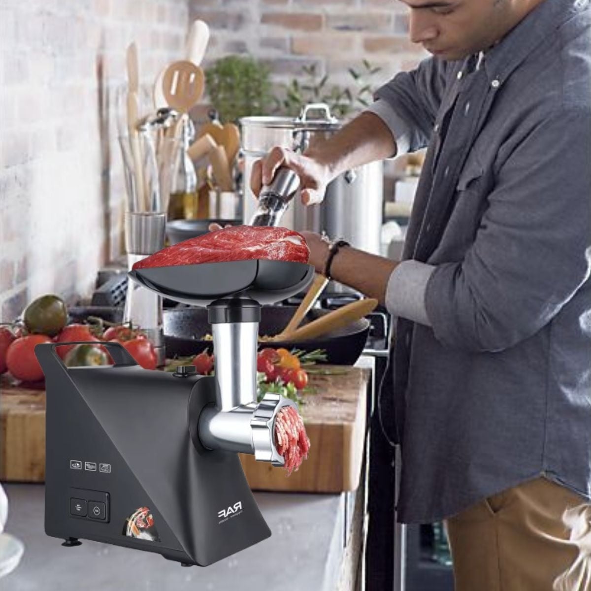 MÁQUINA ELÉCTRICA MOLEDORA PICADORA CARNE PROCESADORA JHN - 3