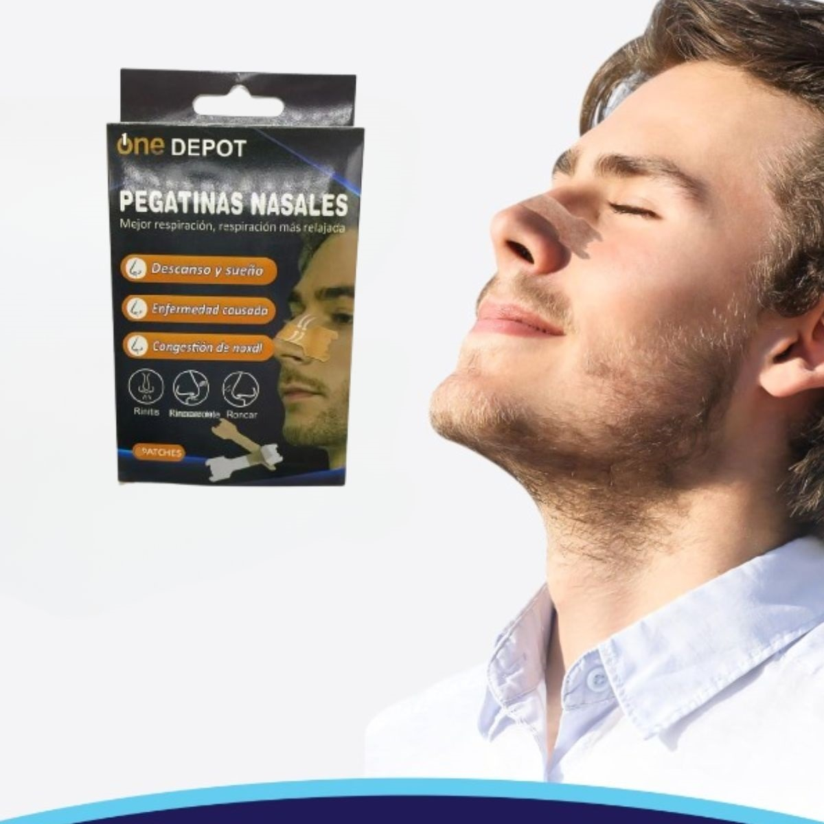 TIRAS NASALES ANTIRRONQUIDOS RESFRIADOS ALERGIAS 8 PACK JHN - 1