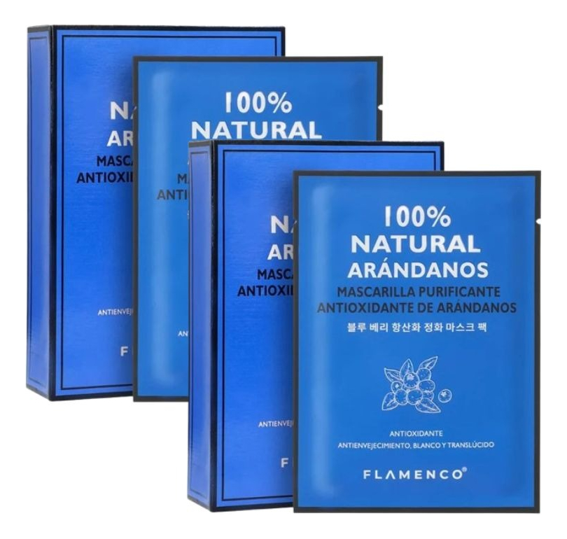 SET 4 MASCARILLAS FACIAL PURIFICA ANTIOXIDANTE ARANDANOS LAU - 3