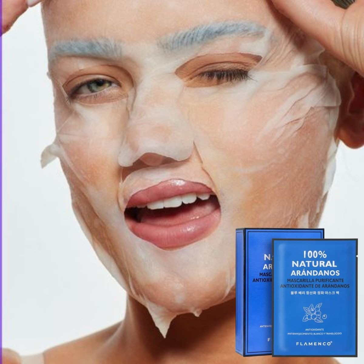 SET 4 MASCARILLAS FACIAL PURIFICA ANTIOXIDANTE ARANDANOS LAU - 6