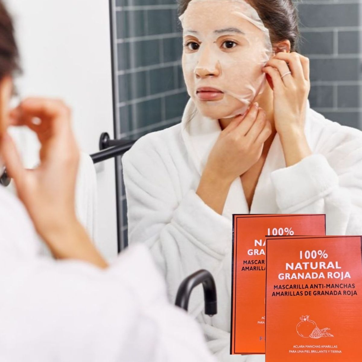 SET 4 MASCARILLAS FACIALES GRANADA ROJA ANTI MANCHAS LAU - 3
