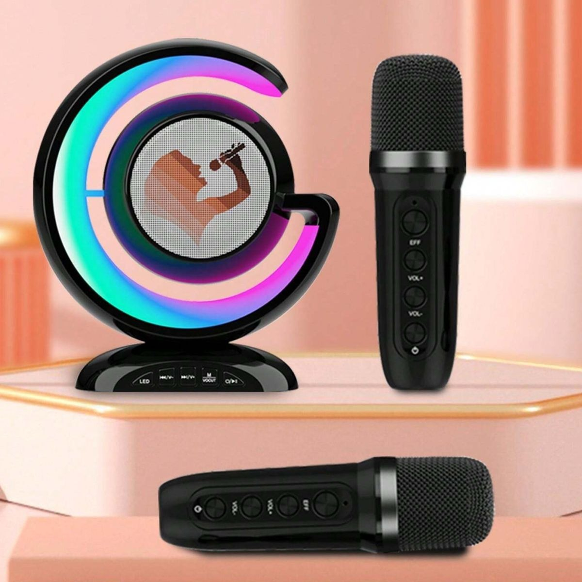 PARLANTE PORTATIL + MICROFONO KARAOKE LED DIVERTIDO LAU - 9
