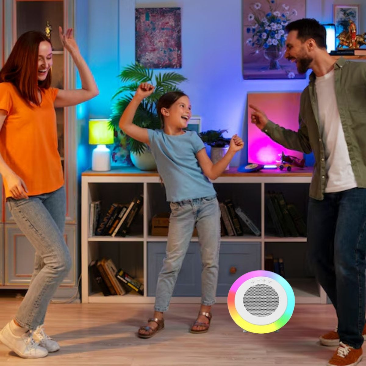 PARLANTE ALTAVOZ PORTATIL LUZ RGB MODERNO HOGAR OFICINA LAU - 4