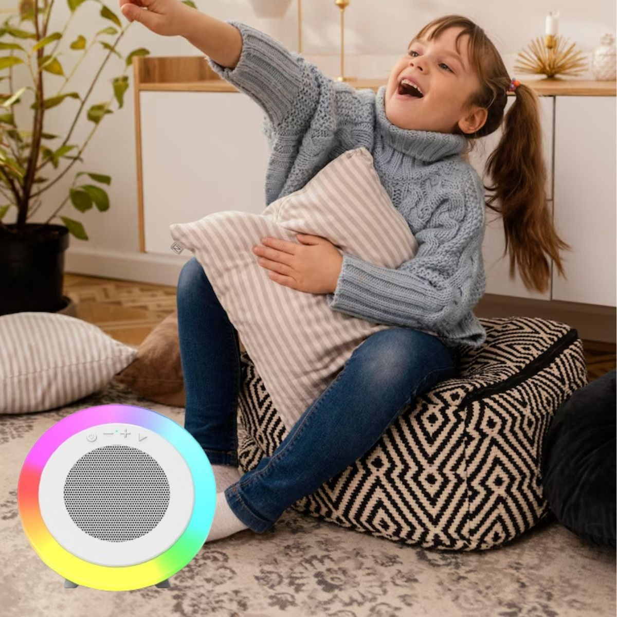 PARLANTE ALTAVOZ PORTATIL LUZ RGB MODERNO HOGAR OFICINA LAU - 5