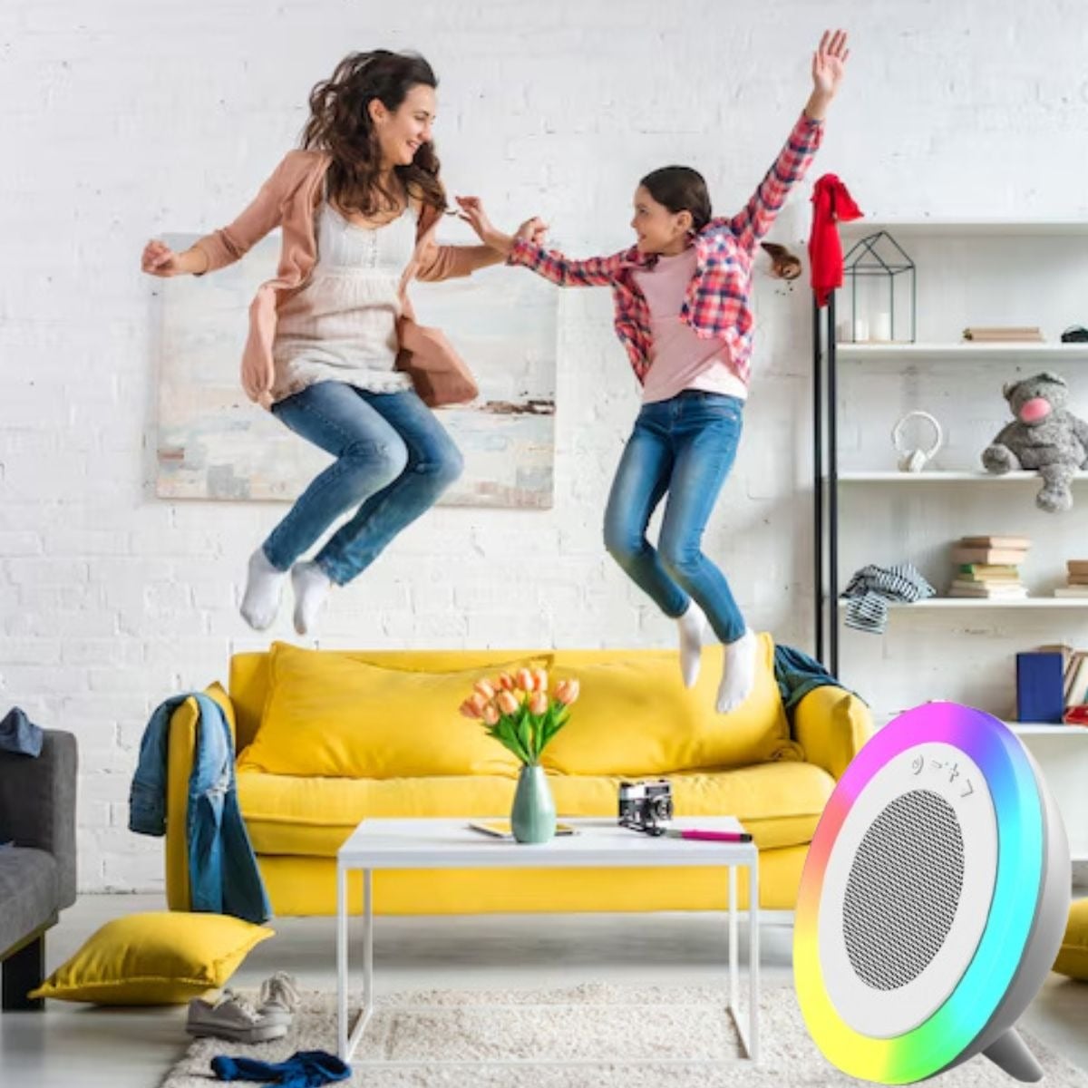 PARLANTE ALTAVOZ PORTATIL LUZ RGB MODERNO HOGAR OFICINA LAU - 9