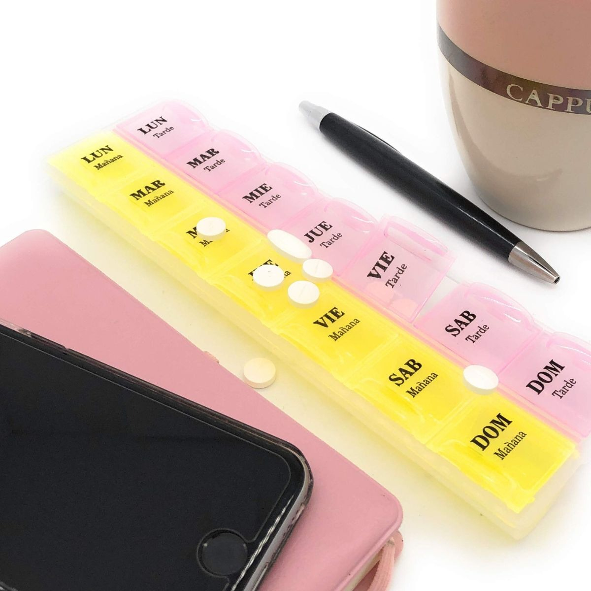 SET 4 PASTILLERO QUINCENAL ORGANIZA MEDICAMENTO TABLETA LAU - 9