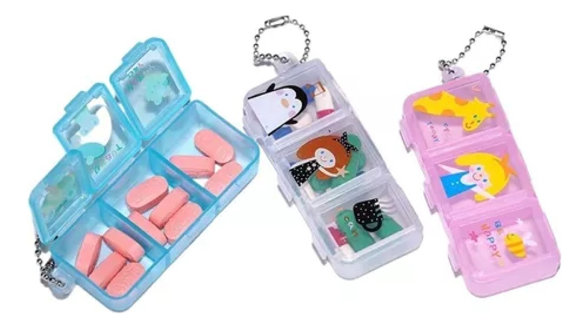 SET 8 PASTILLERO MINI ORGANIZADOR DIBUJO ANIMADO MEDICINALAU - 3