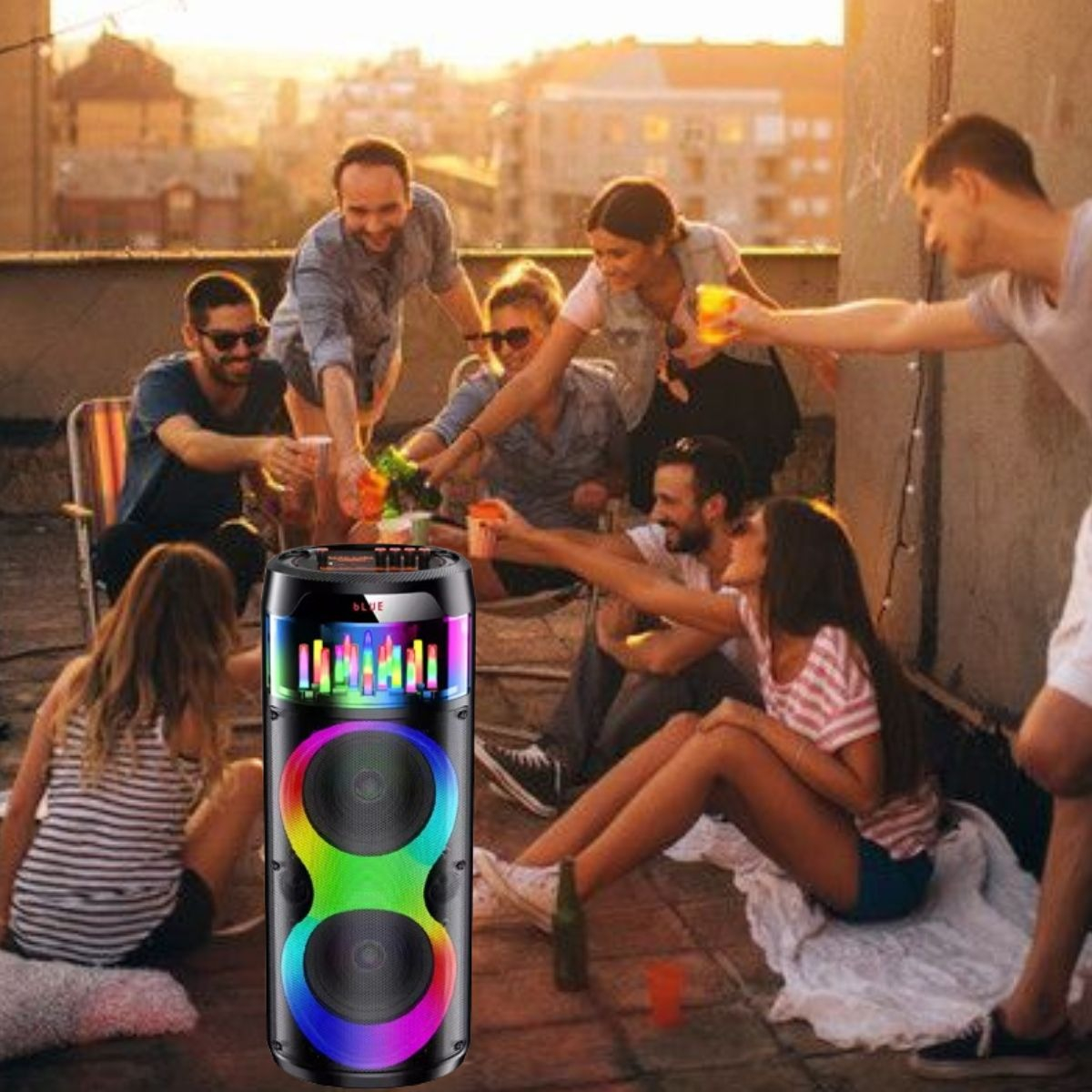PARLANTE PORTATIL BLUETOOTH LUCES RGB KARAOKE MICROFONO LAU - 7