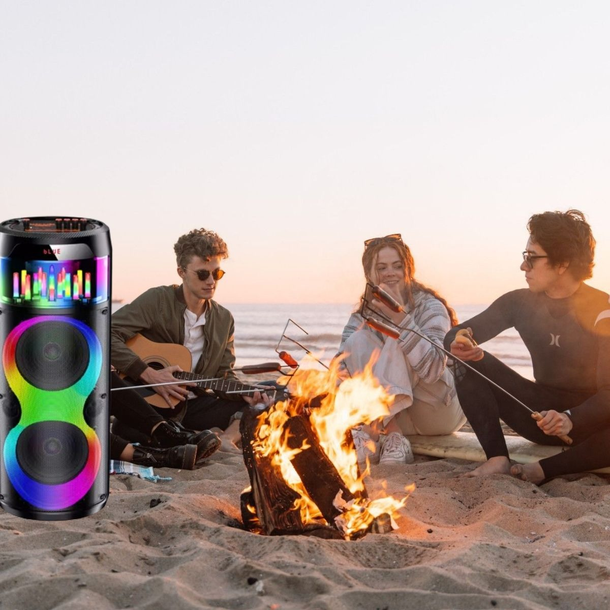 PARLANTE PORTATIL BLUETOOTH LUCES RGB KARAOKE MICROFONO LAU - 9