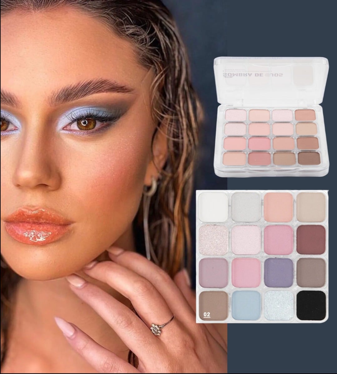 SOMBRA DE OJOS PALETA MULTIFUNCIONAL POLVO JHN - 8