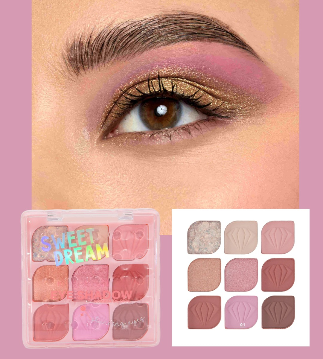 SET 2 SOMBRA OJOS PALETA MULTIFUNCIONAL POLVO 9 COLORES JHN - 5