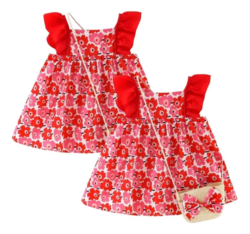 VESTIDO FLORAL PRINCESA BEBE NIÑA ESTAMPADO FLORES LAU - 3