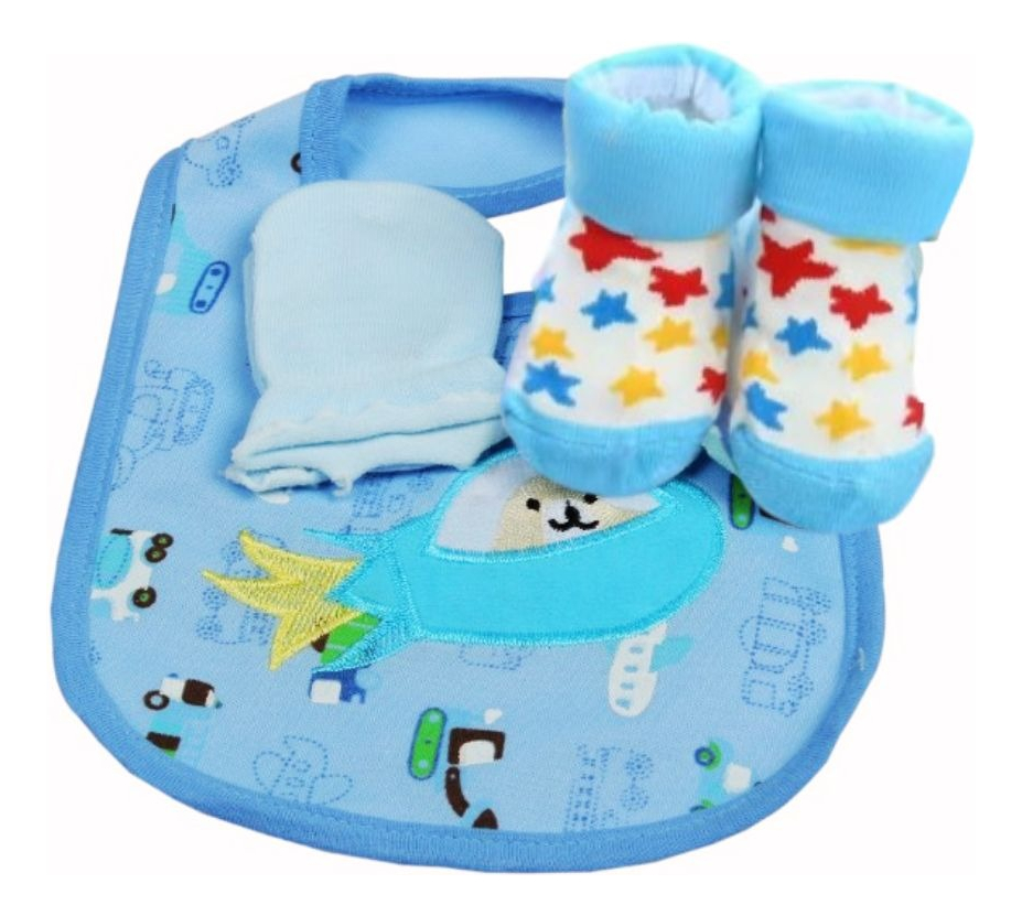 2 SET BABERO 3 PIEZAS + MITONES MEDIAS SUAVE BEBES LAU - 1